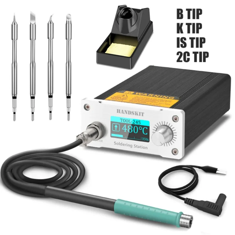 T245 Solder Station OLED Display 5 PIN Sleep Model Adjustable Temperature Quick Heating Station With 4 Soldering Welding Tips