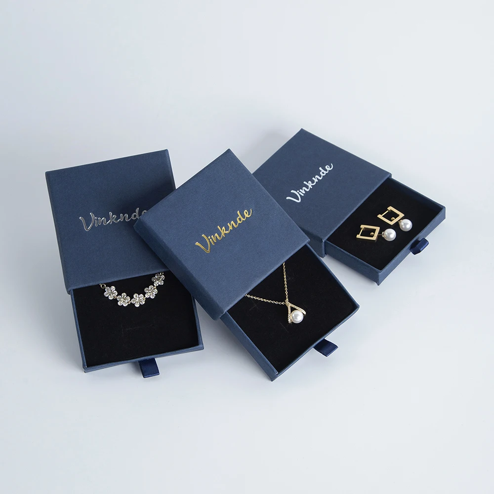 24 Bulk Small Business Travel Jewelry Boxes 9x9x1.7cm Drawer Sliding Earrings Ring Necklace Bracelet Packaging Storage Gift Box