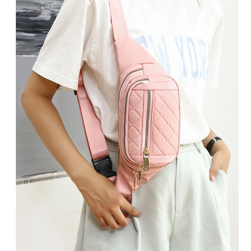 Waist Bag Chest Bag Crossbody Bag Women Plaid Oxford Waterproof Belt Bags Designer Ladies Fashion Fanny Pack Banana Hip Purse