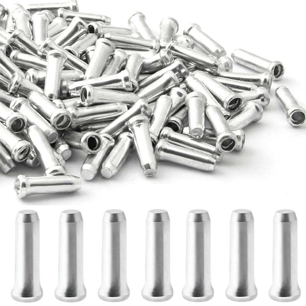 

Inner Line Sleeve Bicycle Cable Cap 100pc 12mm*4mm*2mm Aluminum Alloy Gross Weight 5 Grams Silver High Performance