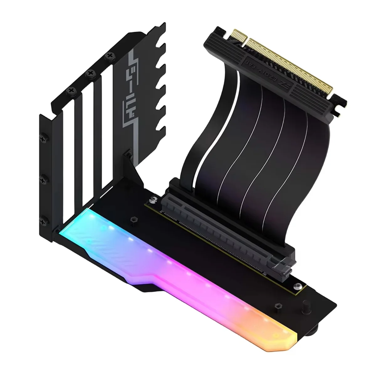 A14M 수직 GPU 장착 브래킷(PCI-E 4.0 X16 라이저 케이블 포함) 비디오 카드 지원 키트 90도 직각 블랙