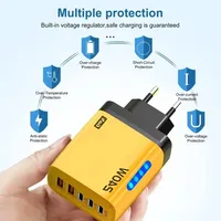 5 IN 1 GaN Desktop Charger For iPhone17 16Pro Laptop Samsung 240W Fast Charging Adapter 10A USB To Type-C Cable 3PD 2USB Charger 5