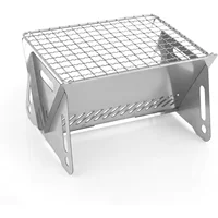 Barbecue Grill, Portable Folding Charcoal Grills, Stainless Steel BBQ Tabletop Smoker, Heavy Duty Firepit Grill with Carry Bag f