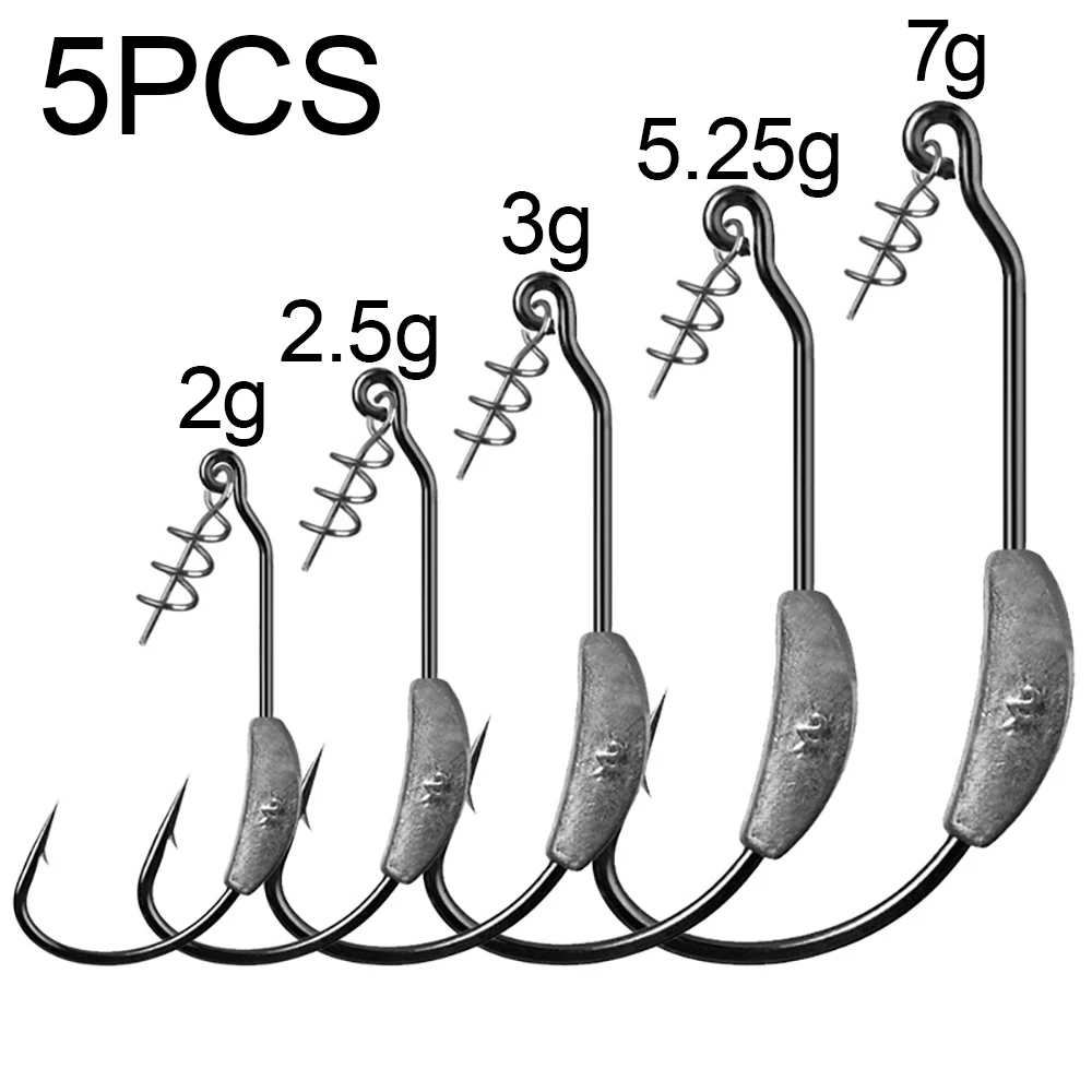5 PCS têtes plombées crank avec ressort pour montages Texas rig pêche au leurre souple