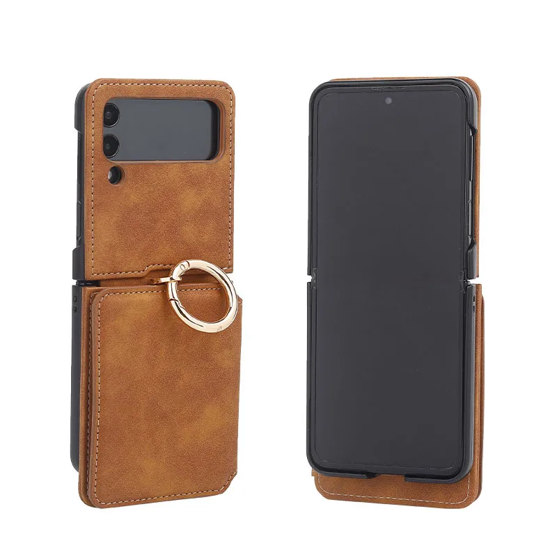 Shockproof Thin Card Slot Leather Case for Samsung Galaxy Z Flip 5 3 Flip5  Flip4 Flip 4 2 Flip2 Flip3 5G Protective Phone Cover - AliExpress