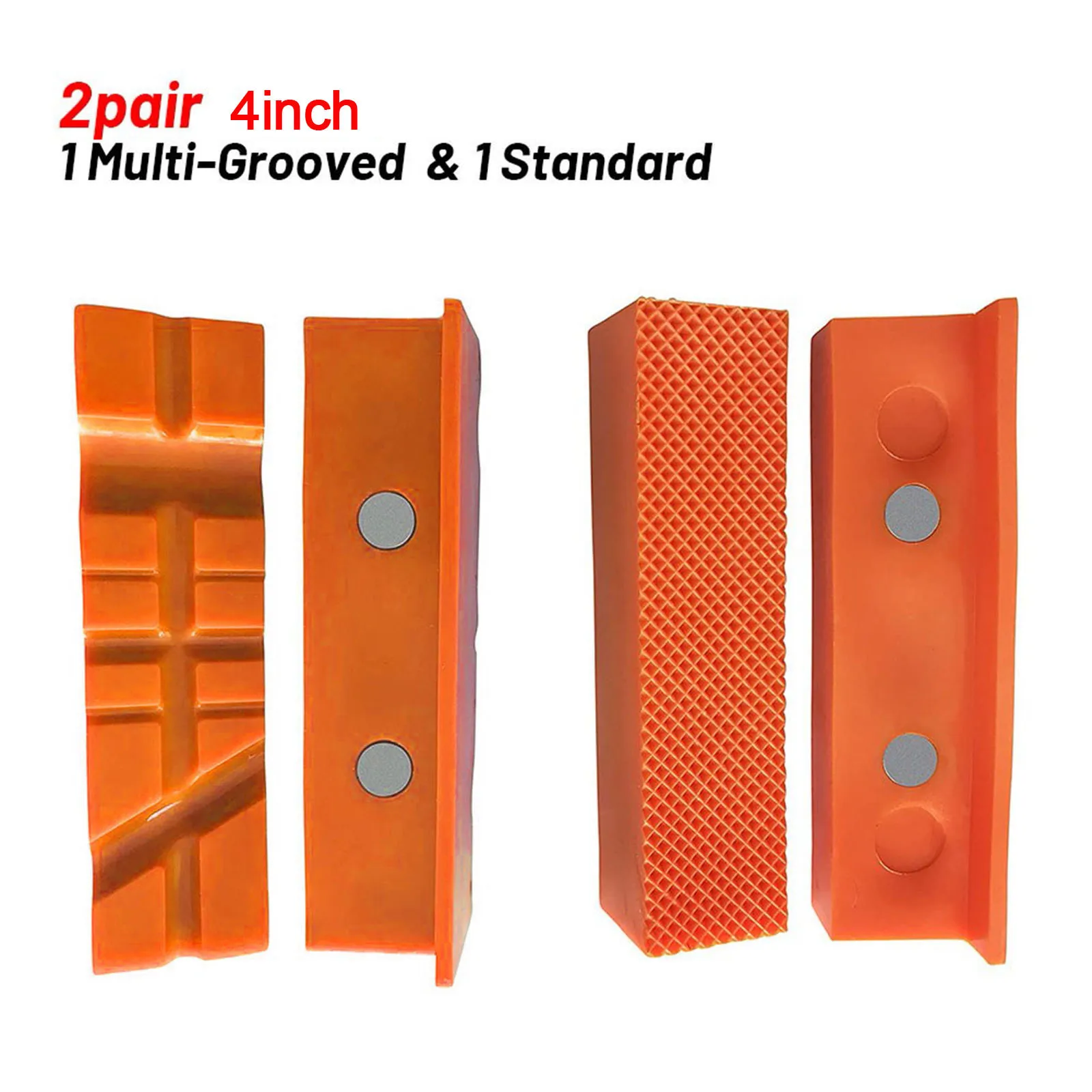 

4pcs 4/5/6Inch Magnetic Soft Pad Jaw Rubber Plain Weave/V Shaped For Metal Vise Bench Machine Tools Drill Press Accessories