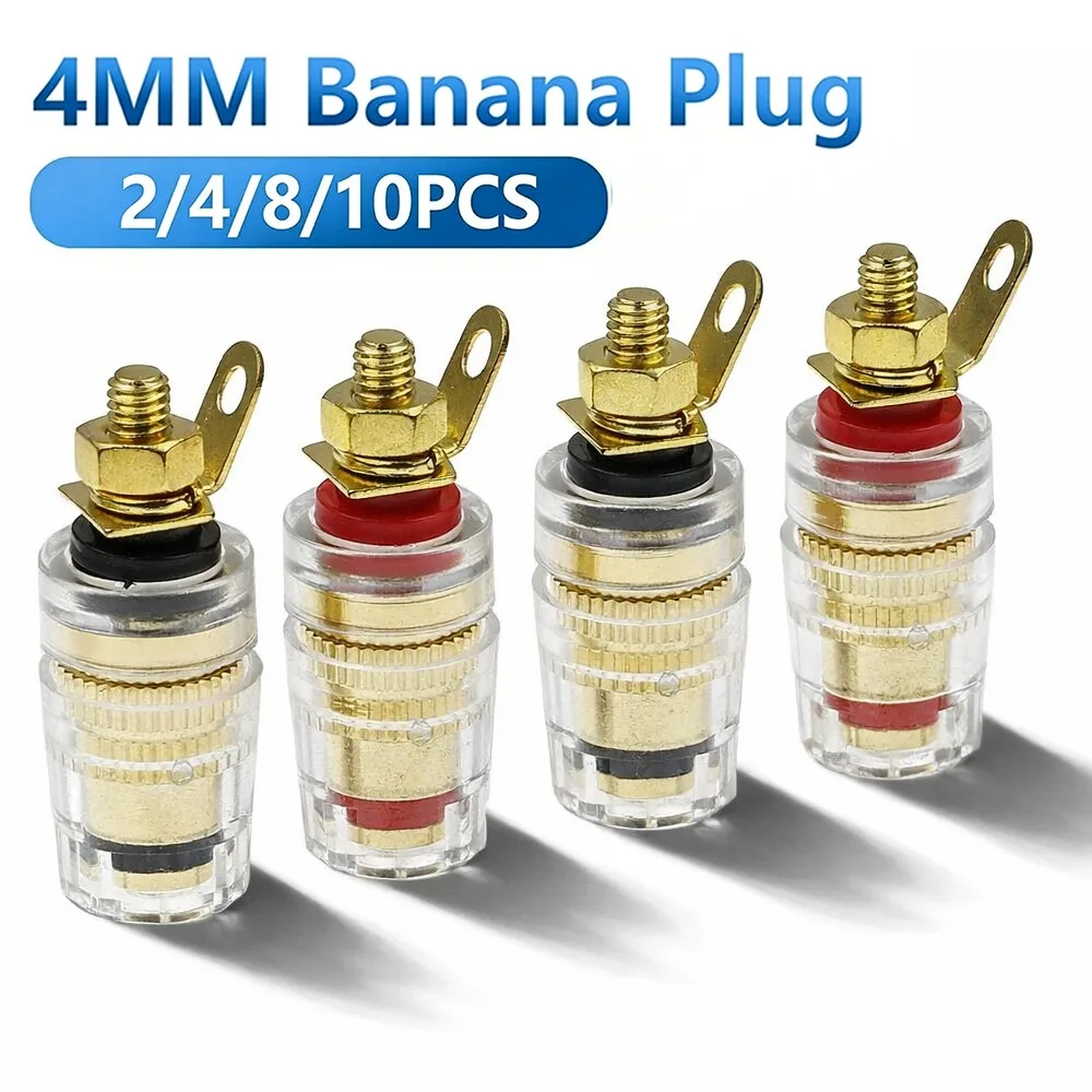 1-10Pcs 순수 구리 스피커 터미널 바인딩 포스트 4mm 바나나 플러그 소켓 라우드 스피커 용 저주파 증폭기 커넥터