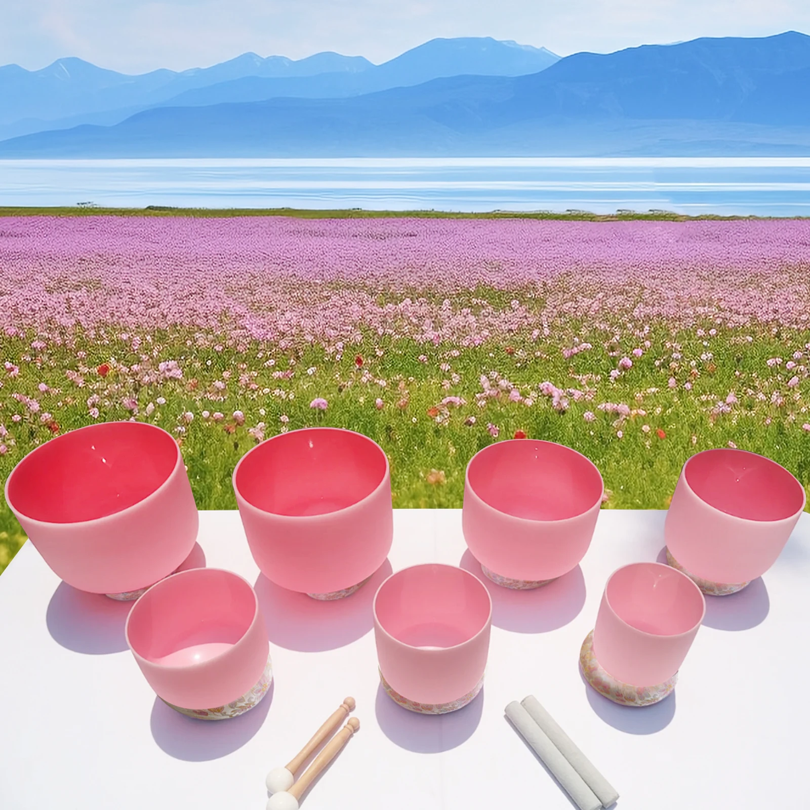 Hye-Eun Roze Kwarts Klankkom 6-12Inch Kristallen Klankschaal Abcdefg Noot Voor Yoga-Meditatie