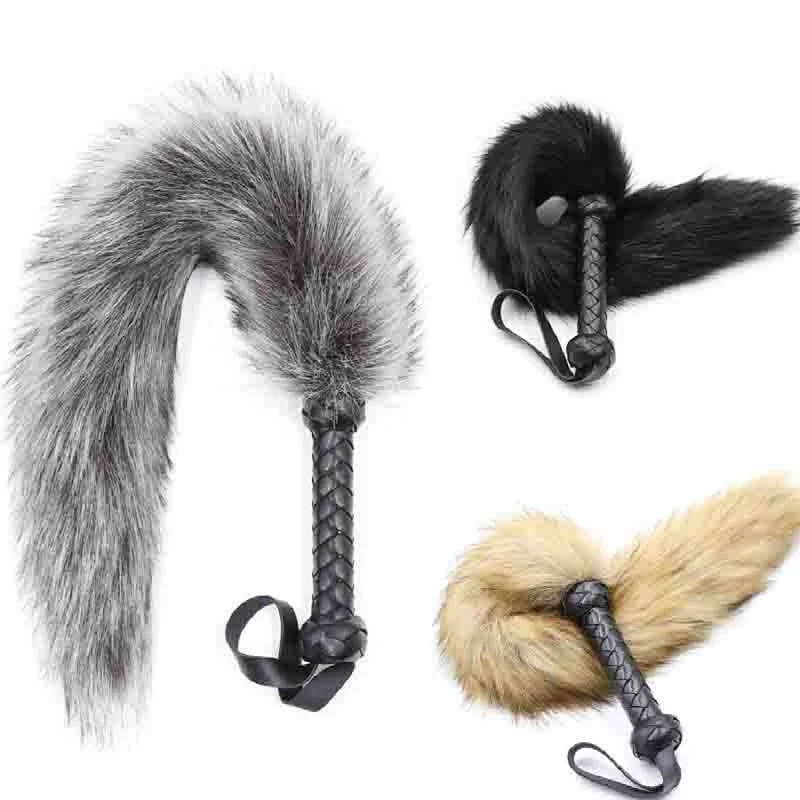 Spanking Fox tail Whip animal fur tickle slap strap beat lash flog tool adult Fetish slave Sex SM game toy for couple men womenAdult Games image