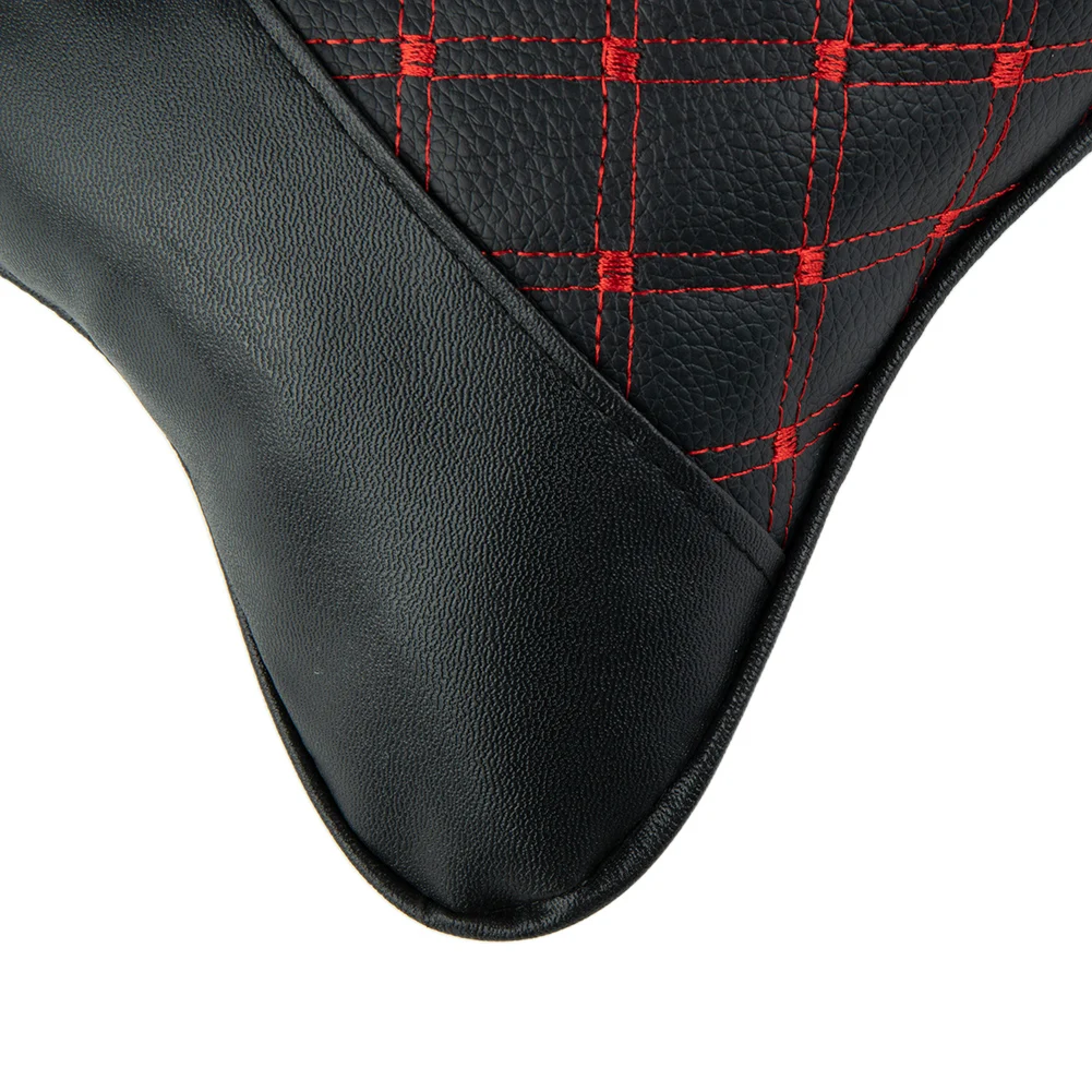 Universal Leather Car Pillows Headrest Neck Rest Cushion Support Seat Accessories Auto Black Safety Pillow Decor