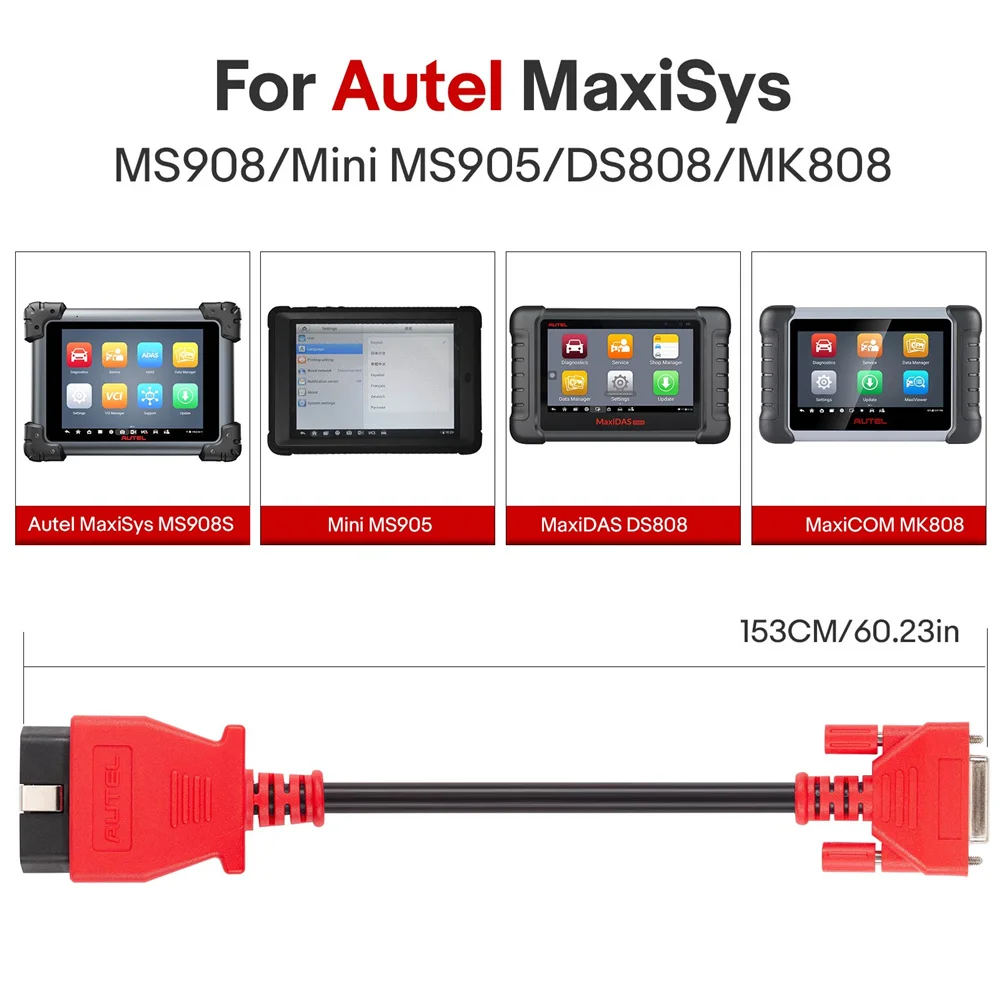 OBD2 Main Test Cable For Autel MS905, MS908, MK808, DS808, MX808 – 1-Year Warranty