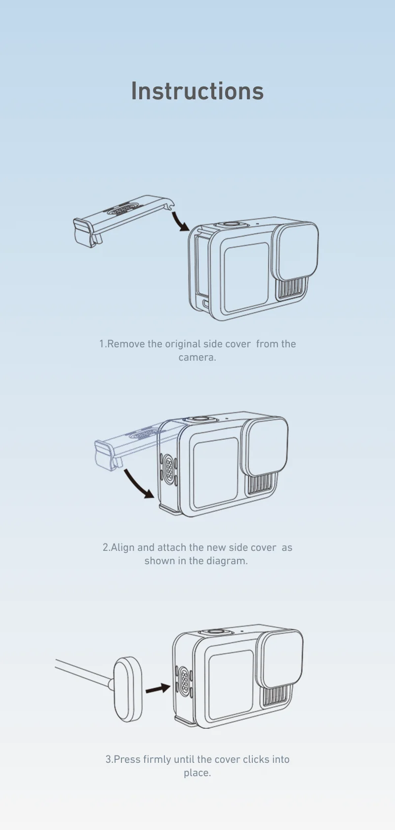 TELESIN Magnetic Waterproof Charging Side Cover Cable KIT For hero 9 10 11 12 1