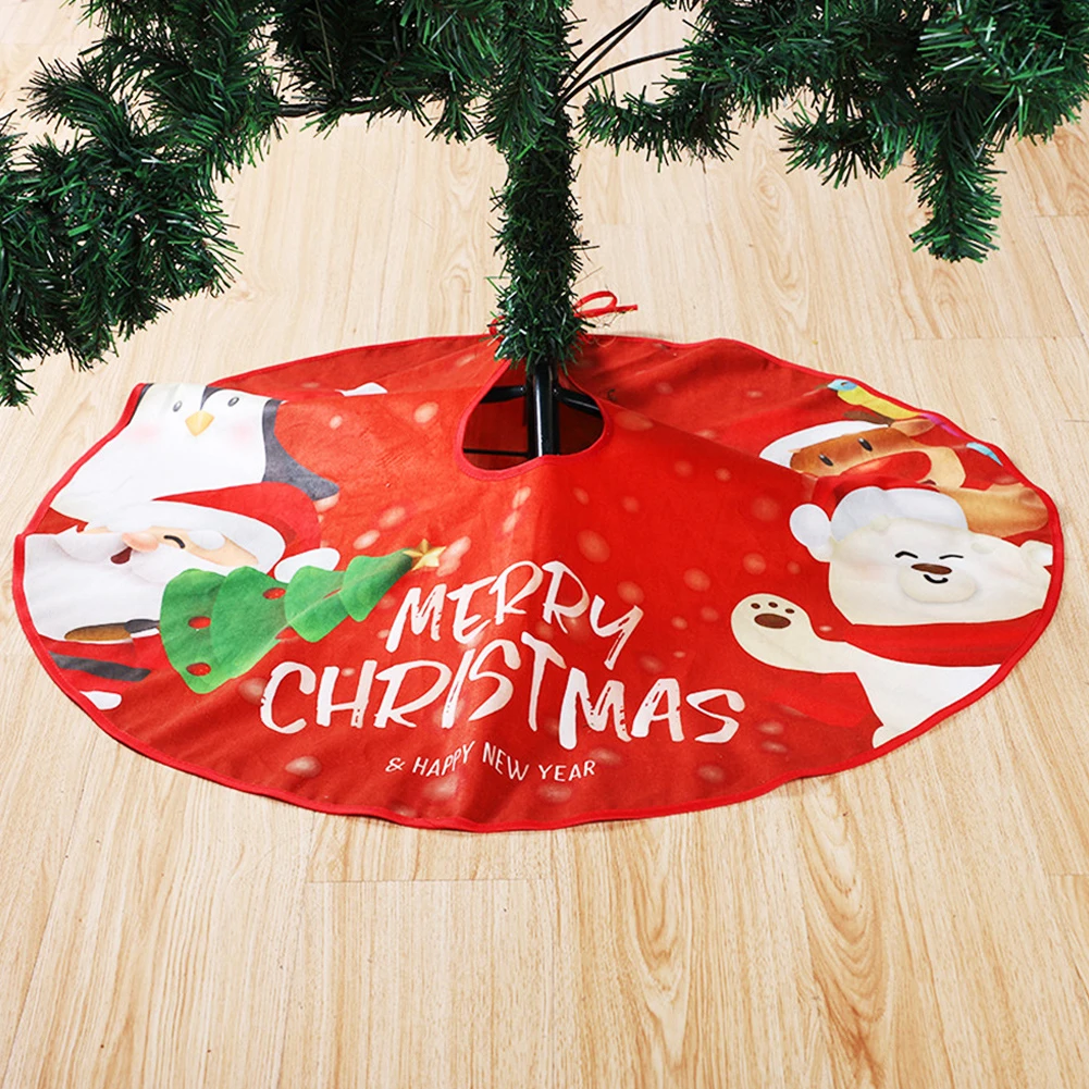 Christmas Tree Skirt Snowflake Santa Claus Printed Xmas Tree Bottom Decor Mat Merry Christmas Decoarations Home Party Ornaments images - 6