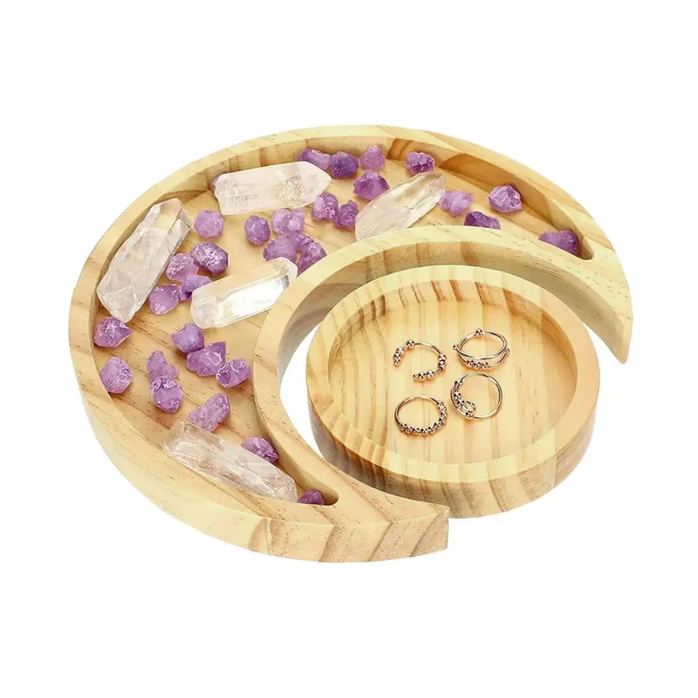 Storage Tray Elegant Moon Star Wooden Jewelry Tray for Desserts Parties Smooth Edge Serving Plate for Ramadan Decorations Gifts 3