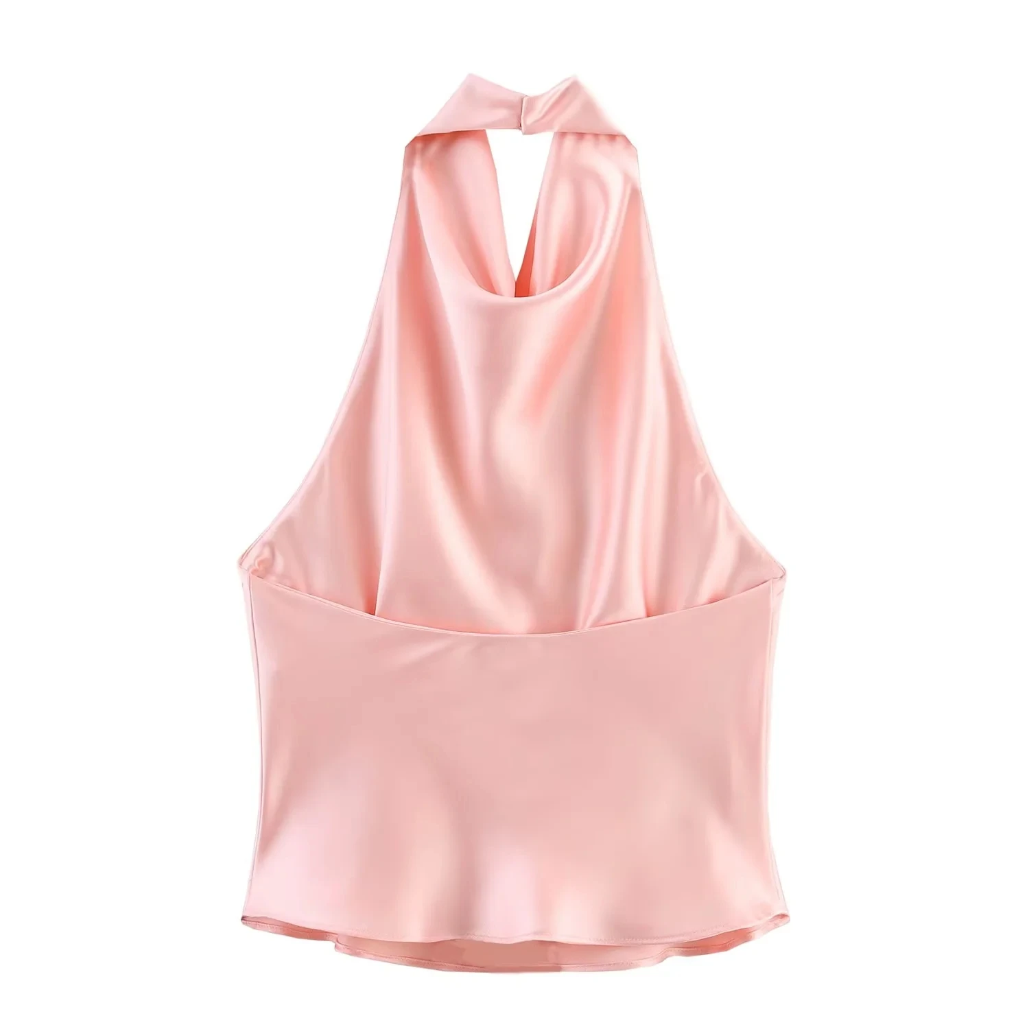 KONDALA Sexy Chic Butter Gelb Satin Tops Frauen Neckholder Rückenfrei Strand Urlaub Party Top Mode 2025, Neujahr Abend Satin Top – Detail 10