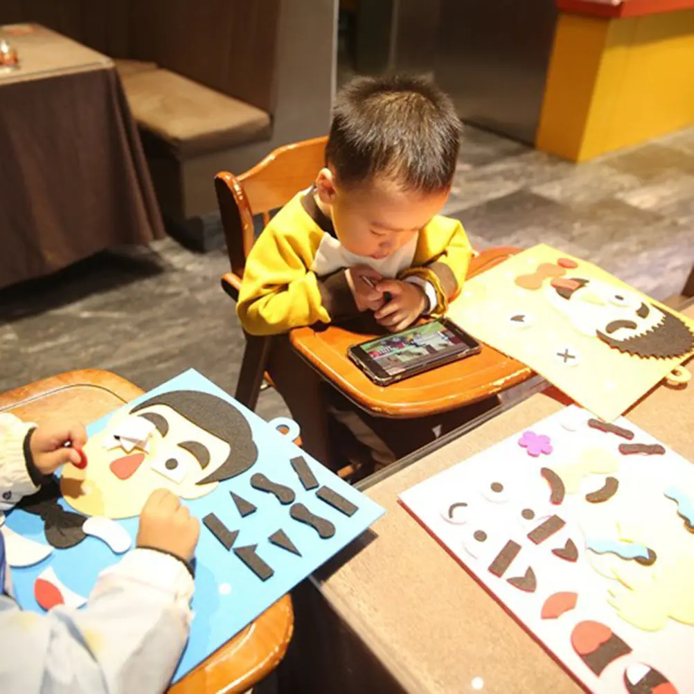 1pc 얼굴 퍼즐 장난감 재미있는 얼굴 변화 퍼즐 장난감 조기 발달 장난감 DIY 교육 게임 퍼즐 세트 (빨간 소녀 스타일)