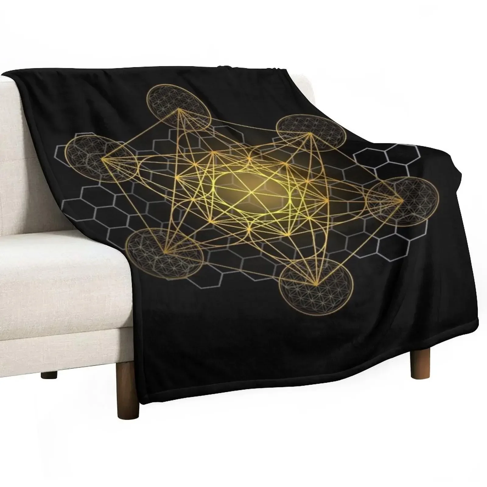 

Sacred Geometry Metatron's Cube Throw Blanket Flannel Summer Beddings Blankets