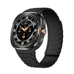 Silicone Magnetic Loop Band Bracelet for Smartwatch - No Gaps, Quick Release Strap (Black B)