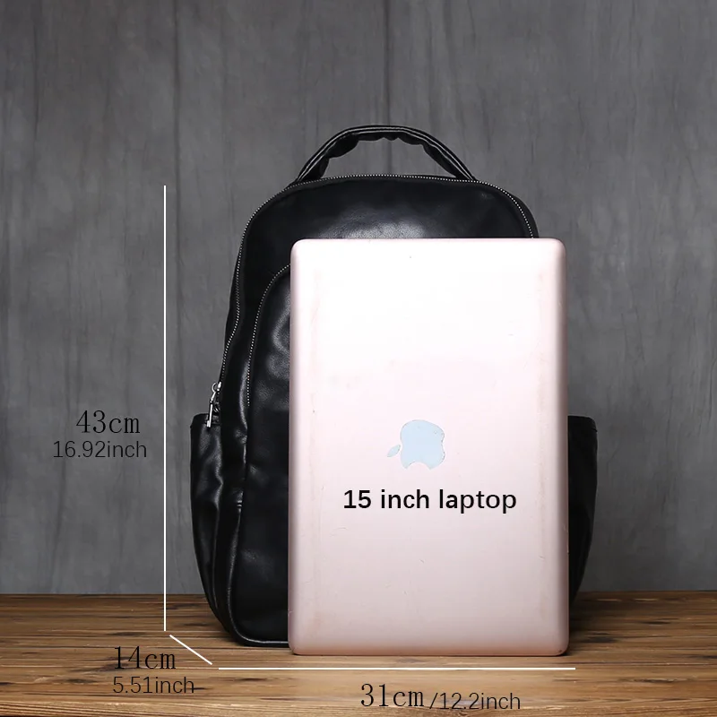 NZPJ Genuine Leather Men Backpack Fashionable Top Layer Cowhide Backpack Large Capacity Computer Bag Suitable For 16 Inch Laptop
