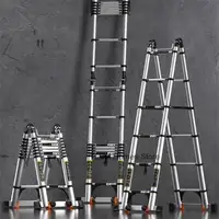 Ladder Engineering Alloy Step Multifunctional Aluminum Stools Home Folding Telescopic Ladder Portable Thick Herringbone Stairs 4