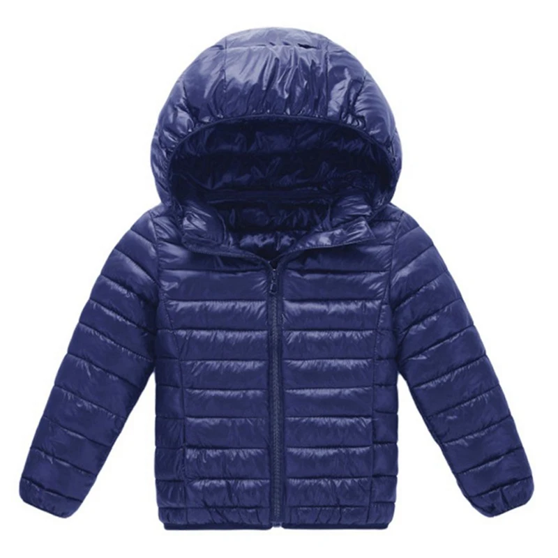 Girl Boy Warm Coat Autumn Winter Kids Cotton Jackets Lightweight Hooded Cotton-padded Jacket Solid Color Toddler Baby Outerwear