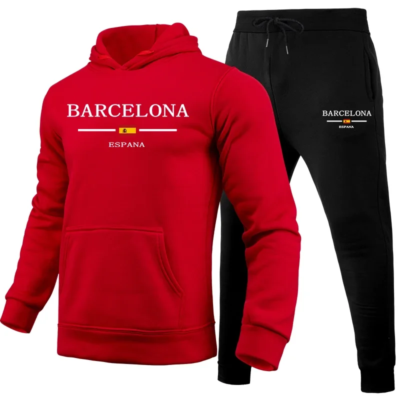 Men's Autumn Winter Hoodies Tracksuit Set Casual Sports Jogging