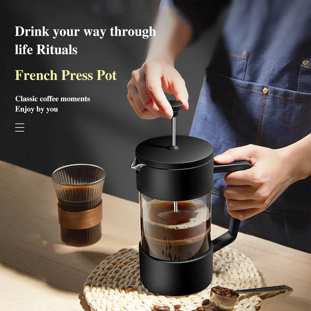 350Ml/600Ml/1000Ml French Press Coffee Maker High Borosilicato Glass House Coffee Brewer Montalatte Schiuma Barista Tea Maker