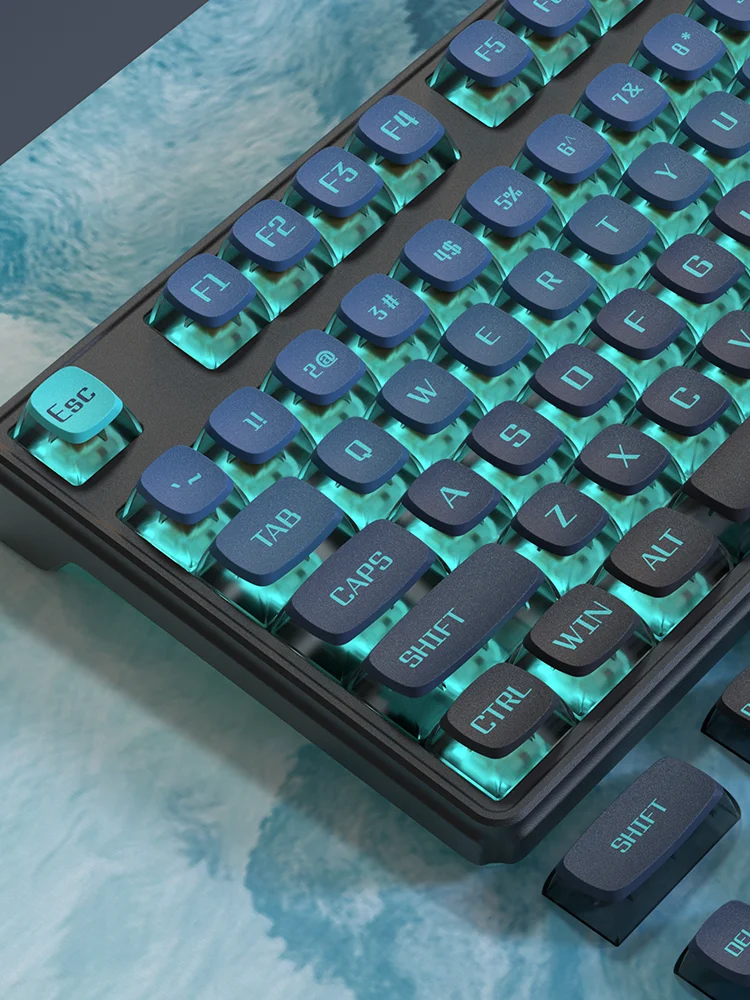 Asa Xda-leite Keycaps Conjunto Teclado Transparente Pbt Couro Duplo Sublimação Quente 108 Deep Mountain Nevoeiro
