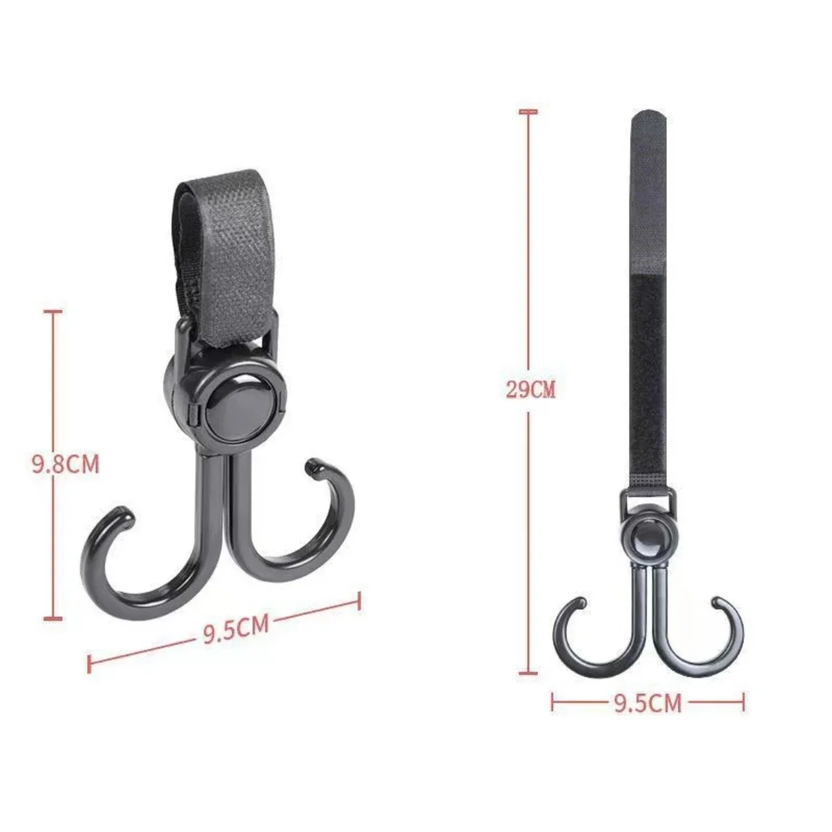 Description Picture 6 of item2PCS Rotatable Double Hooks Baby Stroller Travel Accessories Shopping Prop Multifunctional Portable Plastic Hook Pram Hook
