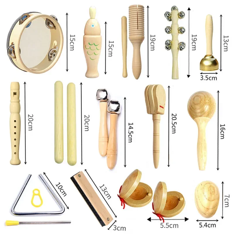 Children Musical Instrument Toys Montessori Natural Wooden Drum Harmonica Orff Instrument Kindergarten Music Play Learning Toys 6