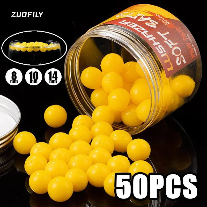 Leurres souples TPE maïs flottants 50PCS saveur maïs pour la pêche de la carpe en surface