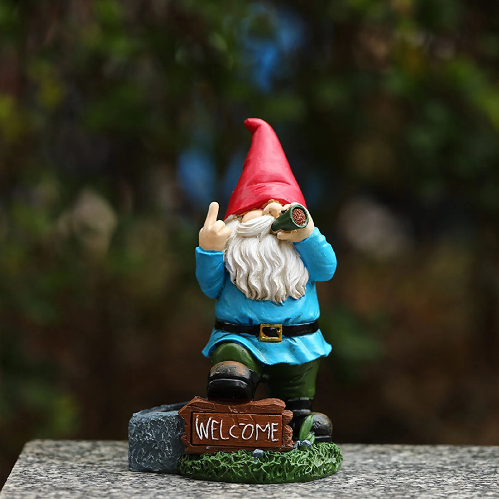 Art Craft for Home Garden Waterproof Gnome Decorations with Solar Lights Resin Cartoon Gnome with Smoking Ornament Lamps