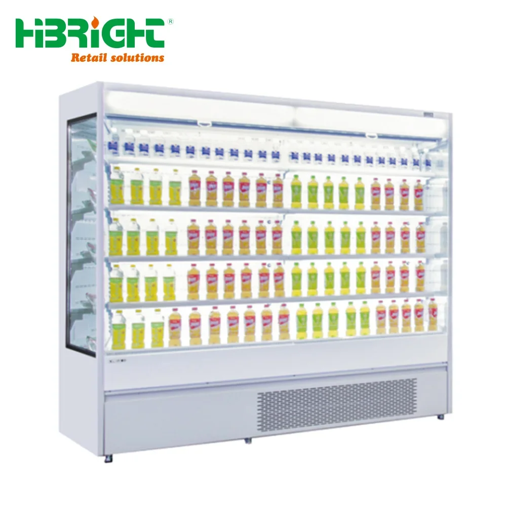 Commercial Vertical Open Display Glass Chiller Refrigerator Supermarket Ice Equipment For Sale