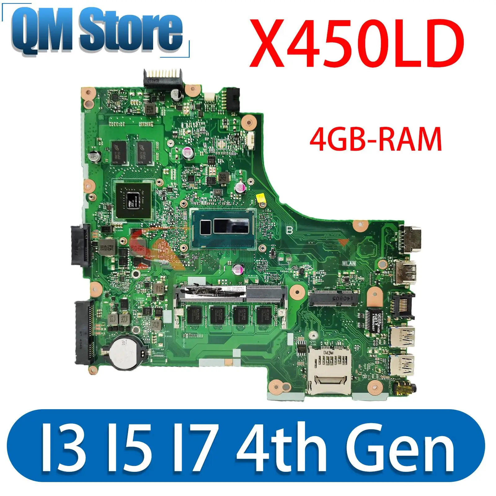 

Notebook Mainboard For ASUS X450LD A450LD P450LD K450LD F450LD X450LA Laptop Motherboard I3 I5 I7 CPU RAM/4GB UMA/GT820M