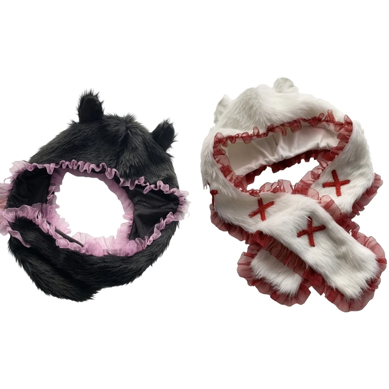 

Anime Ear Scarf Hat for Female Winter Coldproof Balaclava Hat Windproof Ear Flap Bonnet Hat Outdoor Hiking Skiing