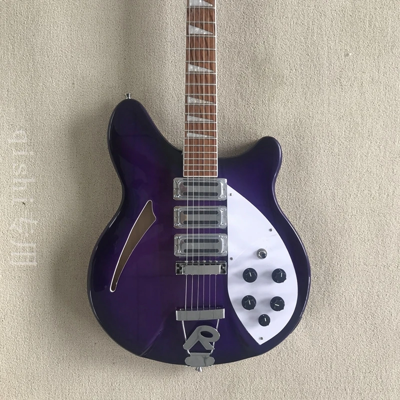 

В наличии! 6-струнная фиолетовая rickenback электрическая гитара с половинным корпусом Roger Ограниченная серия 6-струнная ricken гитара