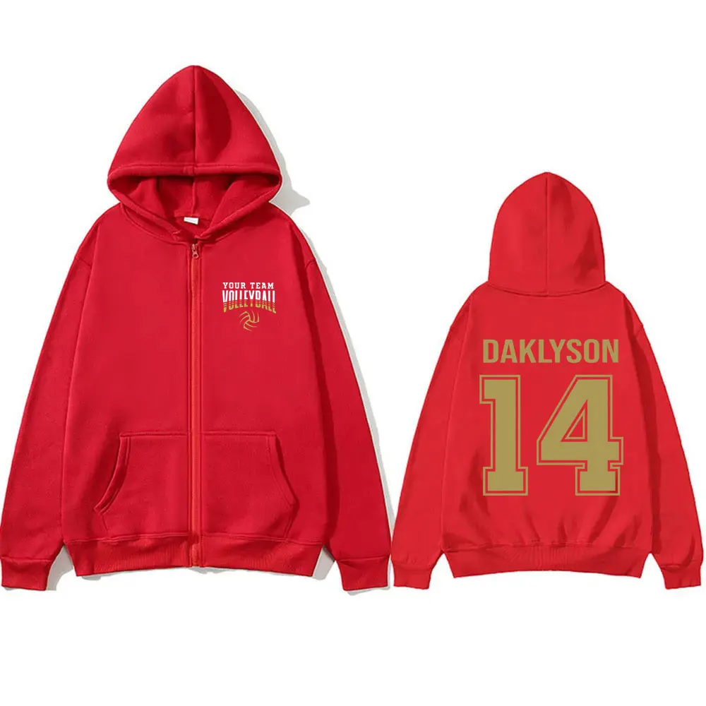 Your Team Volleyball Daklson 14 Zipper Hoodie Men Women Casual Oversized Zip Up Jacket Male Vintage Streetwear Sports Hoodies