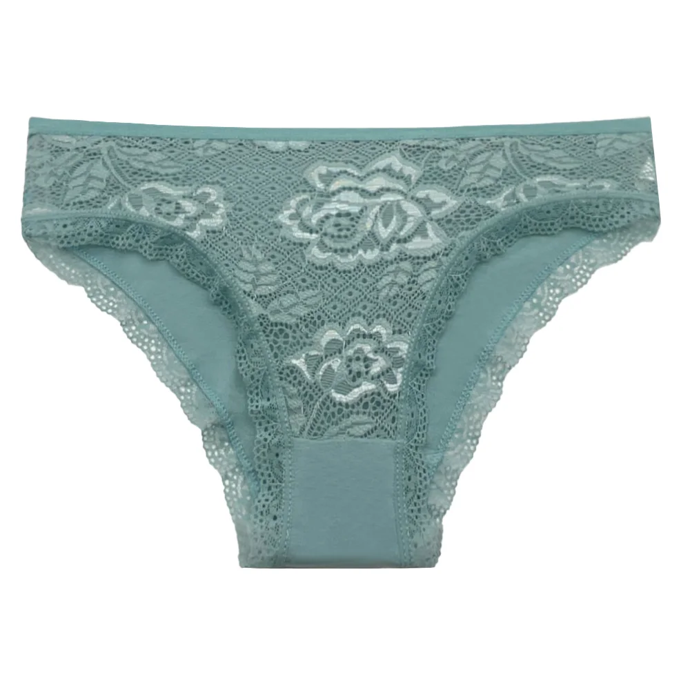 5 PCS/Set New Arrival Sexy Low-rise Underwear Soft Underpants Solid Color Lace Transparent Women Cotton Briefs Ladies Panties 5