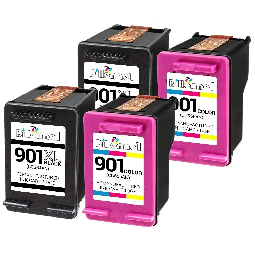 Confezione Da 4 Hp 901Xl Inchiostro Nero E A Colori Per Stampante Hp Officejet Serie 4500 G510