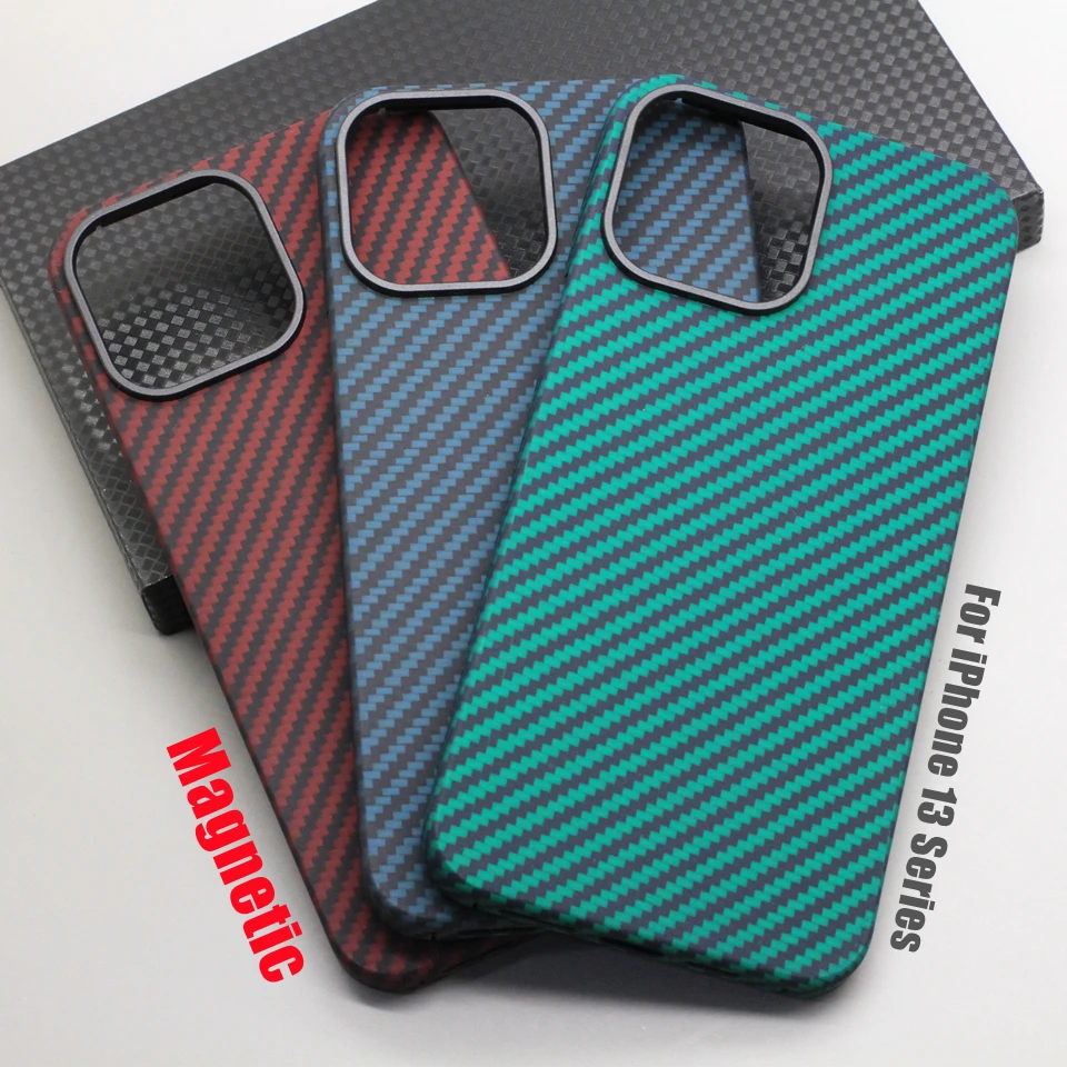 Amstar Pure Carbon Fiber Magnetic Phone Case for iPhone 13 Pro Max Ultra-thin Aramid Fiber Magnetic Case Cover for iPhone 13 Pro