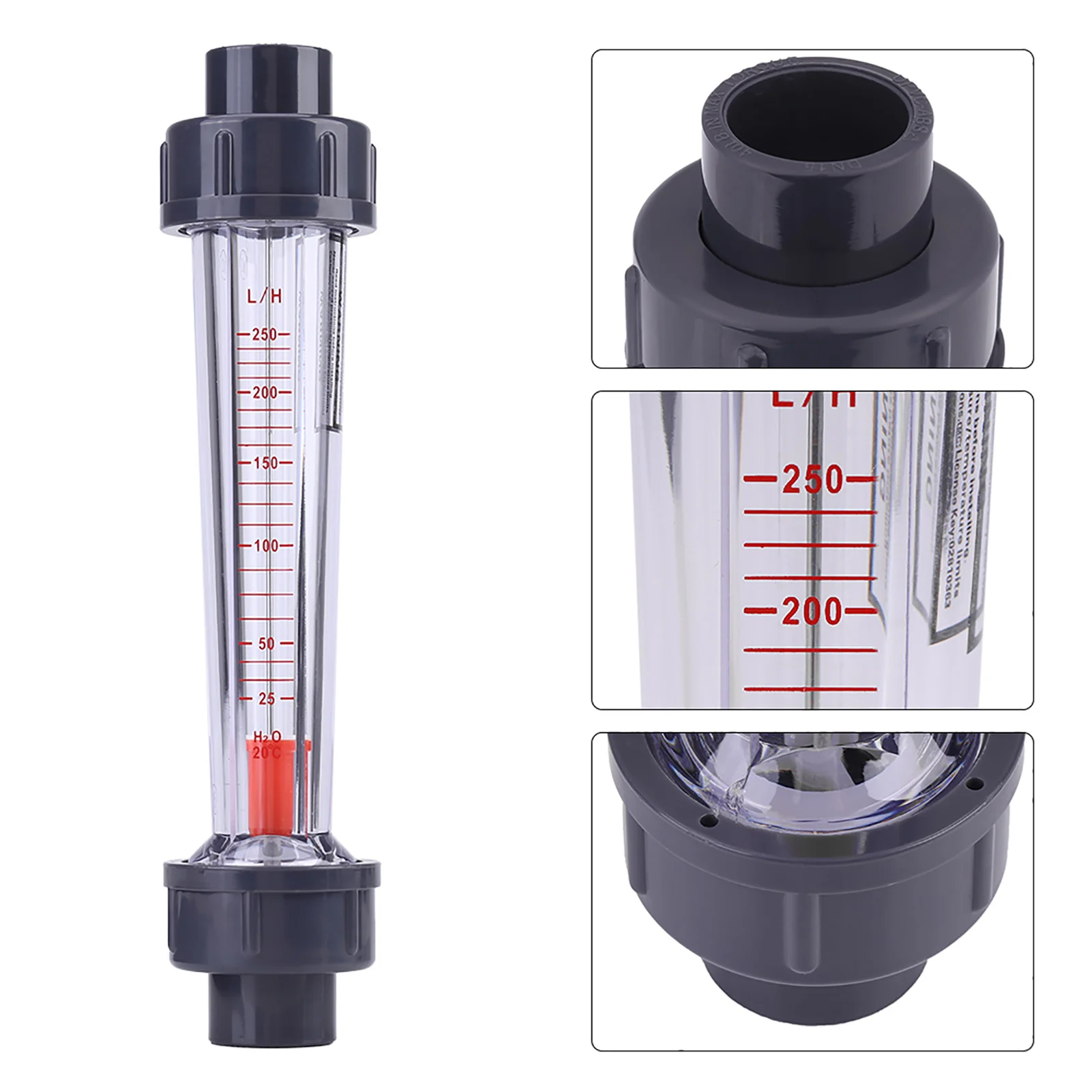 25-250L/H Flowmeter Water Flow Meter Plastic Tube Type Instantaneous