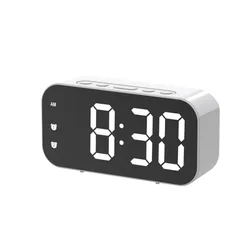 Smart Voice - Activated LED Alarm Clock with Temperature Display and Adjustable Brightness (WHITE)