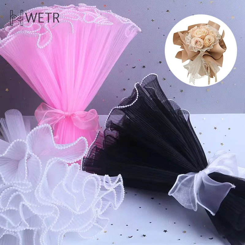 

Packaging Supplies 28cmx4m Flower Wrapping Paper Wave Yarn Florist Bouquet Packaging Lace Mesh Florist Bouquet Gift