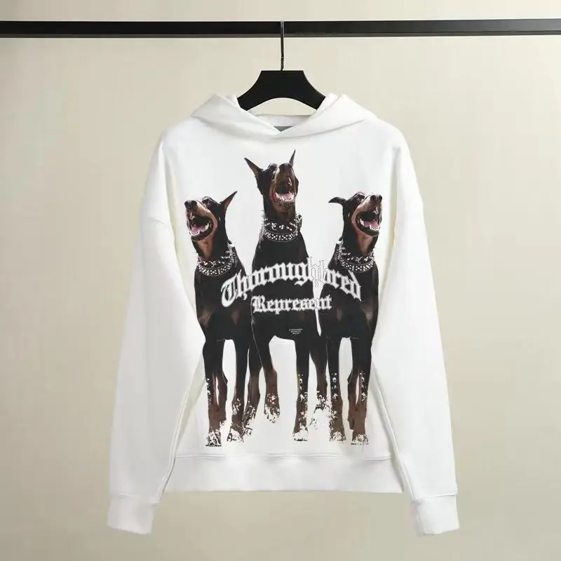 2023 Vintage Men's Luxury Hoodie High Quality Doberman Print Oversized  Sweatshirt Y2k Strangers Streetwears Unisex Sweater Tops