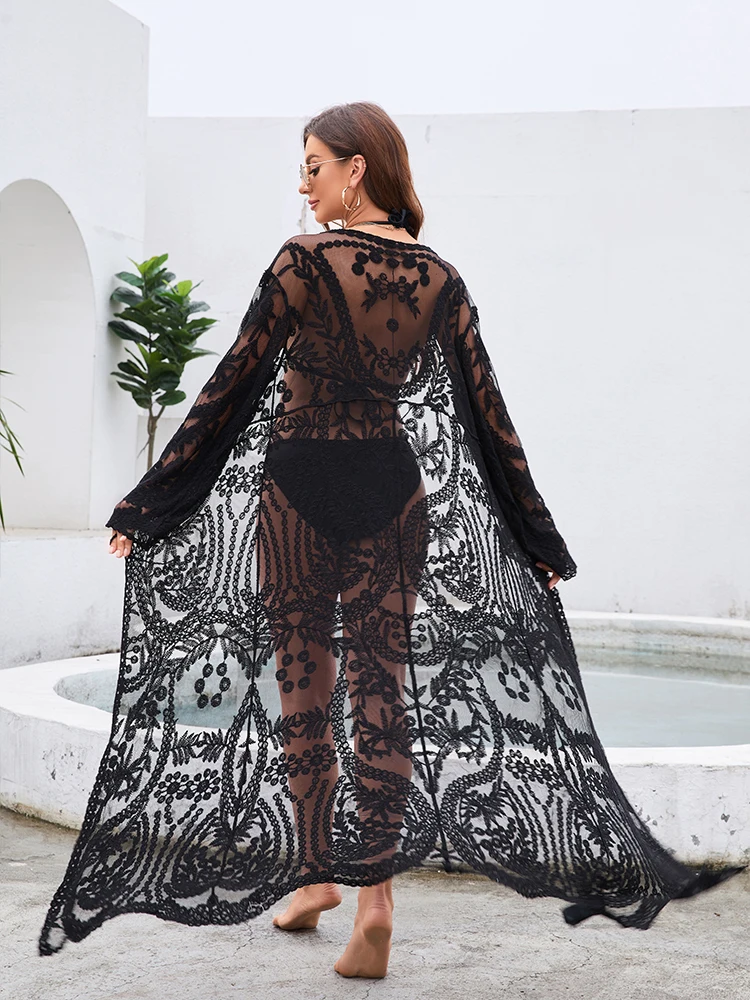 Swimsuit Cover Up Women Beach Floral Mini Dress
