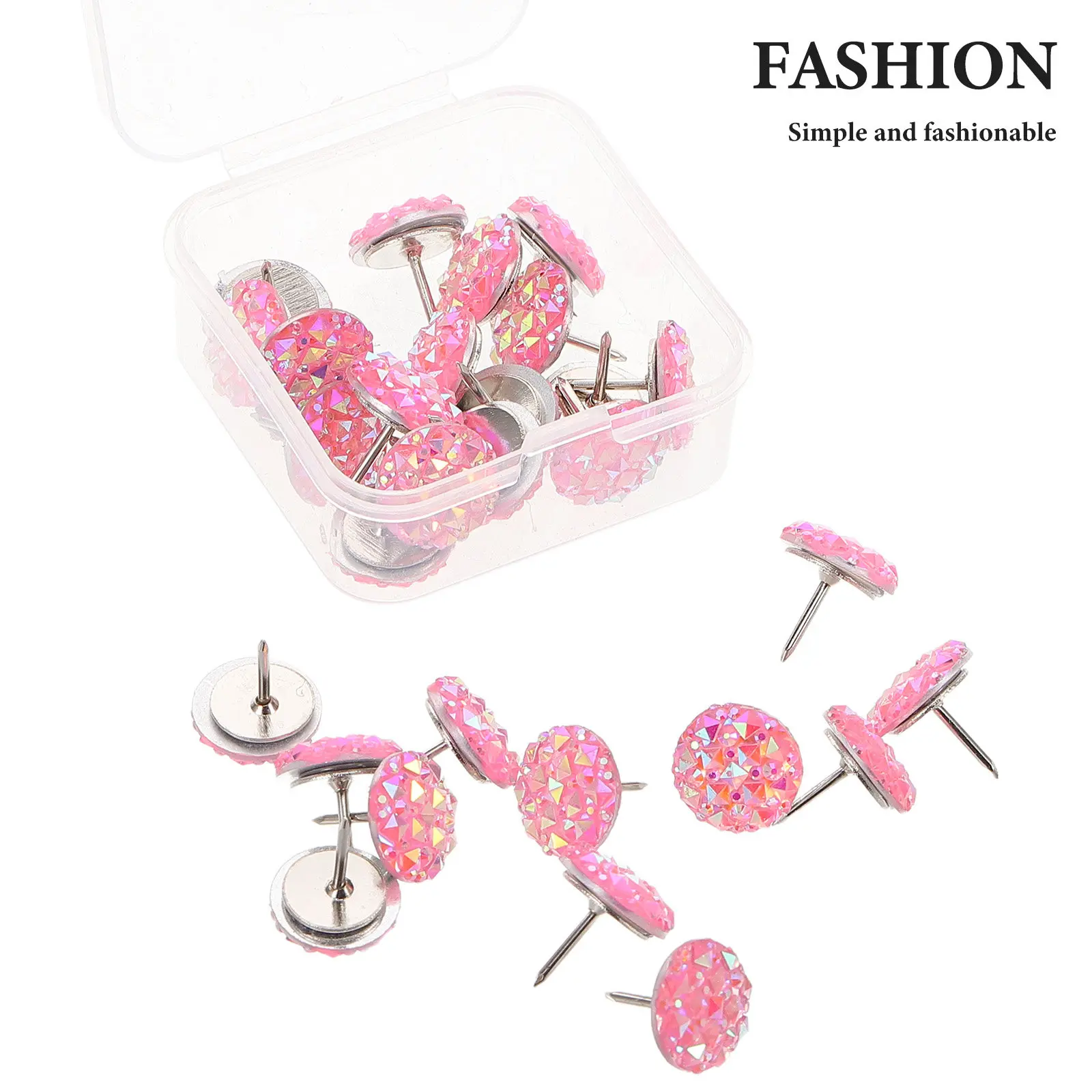 30Pcs 라인스톤 엄지핀 코르크보드용 장 푸시핀 게시판 사무실 가정 교실 용품 사무용품