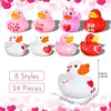 24pcs Rubber Duck Decorations For Car Dashboard Accessories Creative Bath Duck For Kids Shower Valentine's Day Festival Parties 6