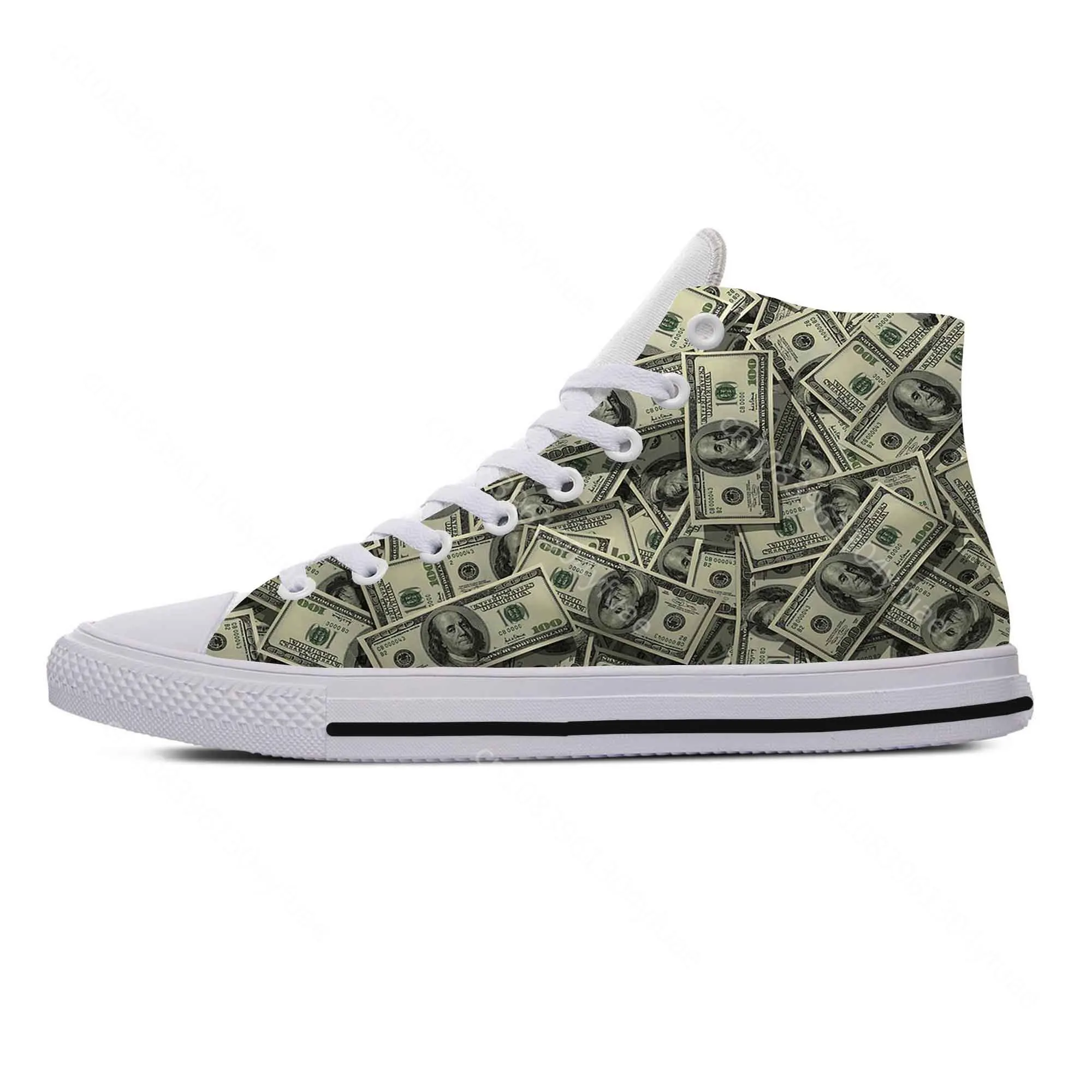 Gothic Dollar Money Pattern Funny Fashion Popular Casual Cloth Shoes High Top Comfortable Breathable 3D Print Men Women Sneakers 5