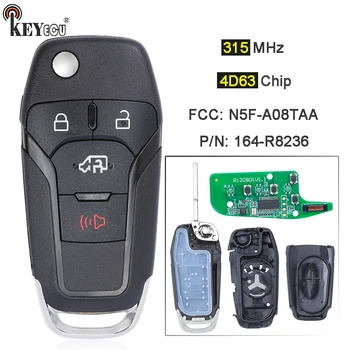 Keyforkess 315MHz 4 d63 128 BIT p/n: 164-R8236 ID FCC: N5F-A08TAA 4 Flip Remote Key Fob per Ford Transit Connect 2019 2020 2021