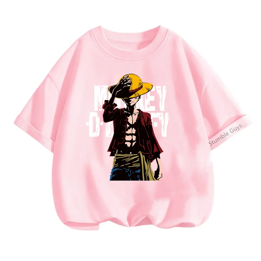 thumbnail image 1 of Camiseta de una pieza de Anime para adolescentes, camisetas de manga corta de verano, ropa para niños, camisetas de Luffy para niñas, camisetas de Sonic, 1 of 5